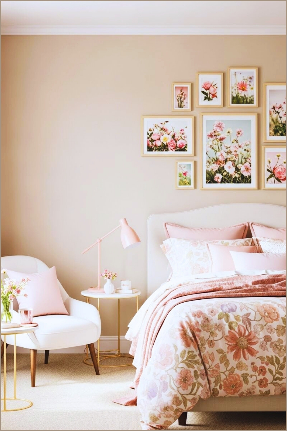 Romantic Spring Bedroom With Warm Neutral Walls