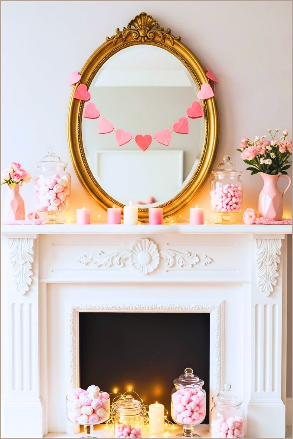 Romantic Valentine S Mantel Decor Ornate White Fireplace Mante