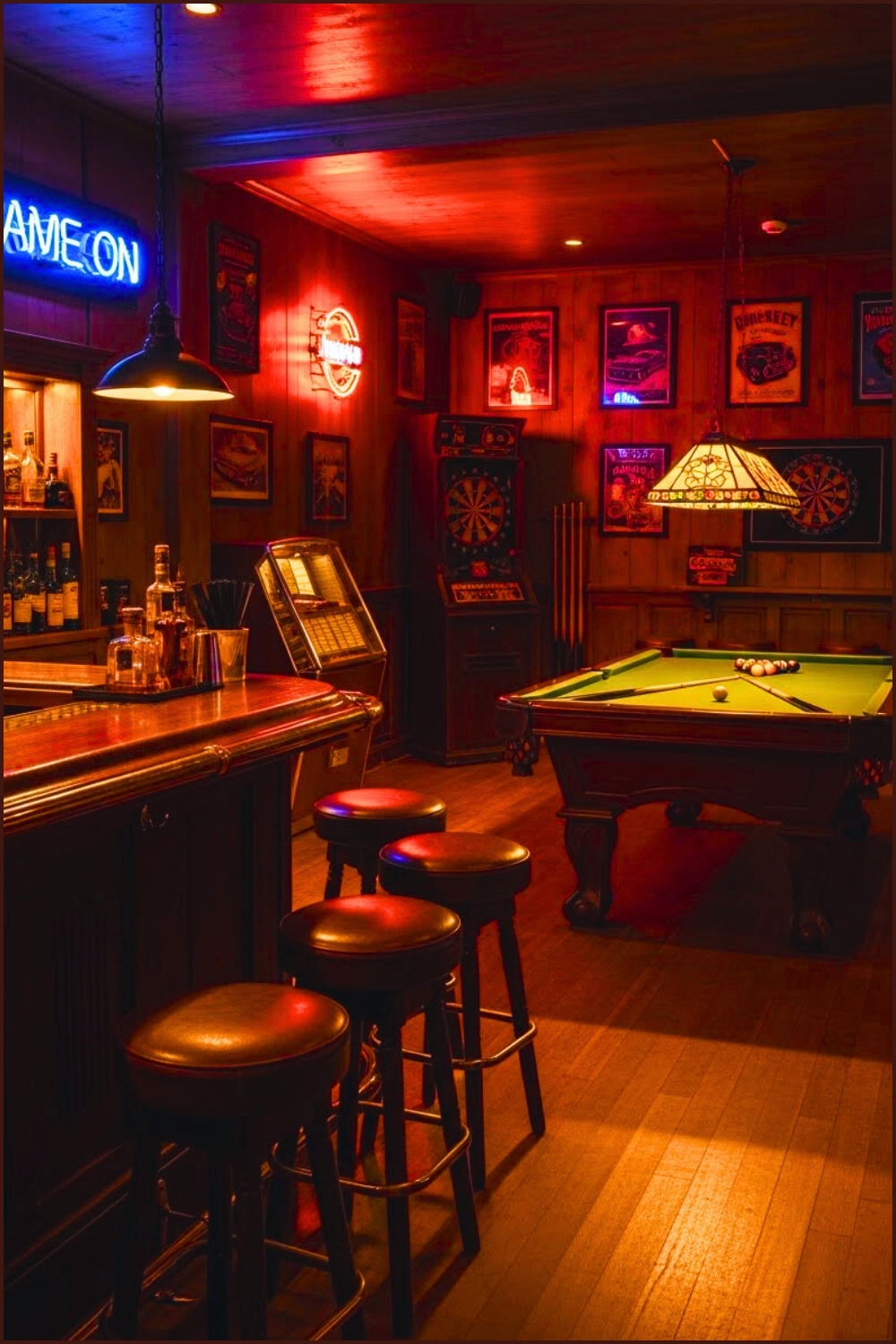 Rustic Bar Man Cave Interior, Vintage Bar Counter