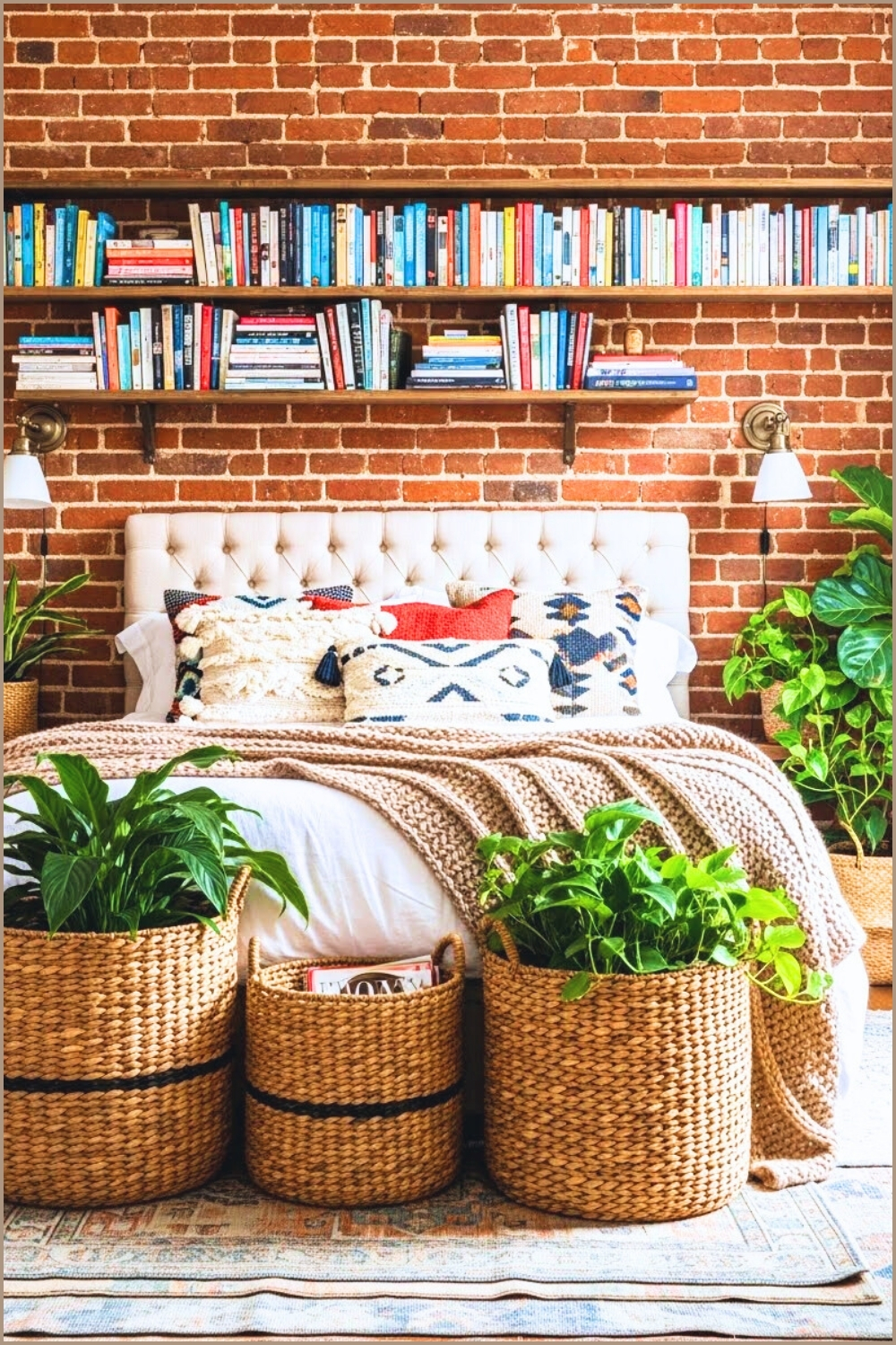 Rustic Bedroom With Exposed Brick Wall