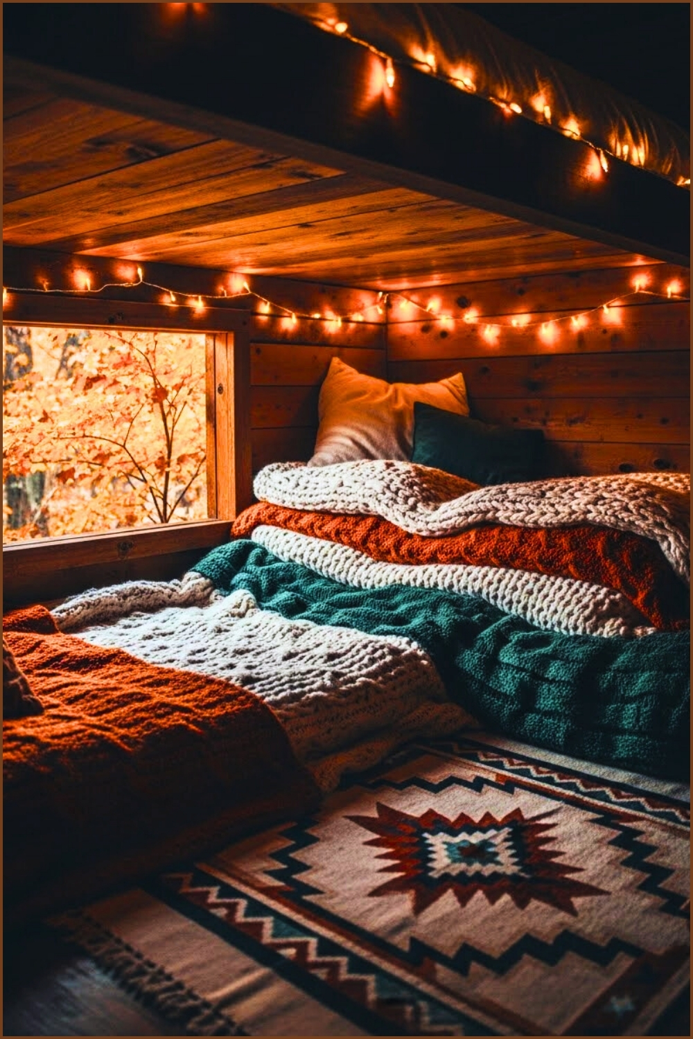 Rustic Cabin Sleeping Nook, Strings Of Warm Fairy