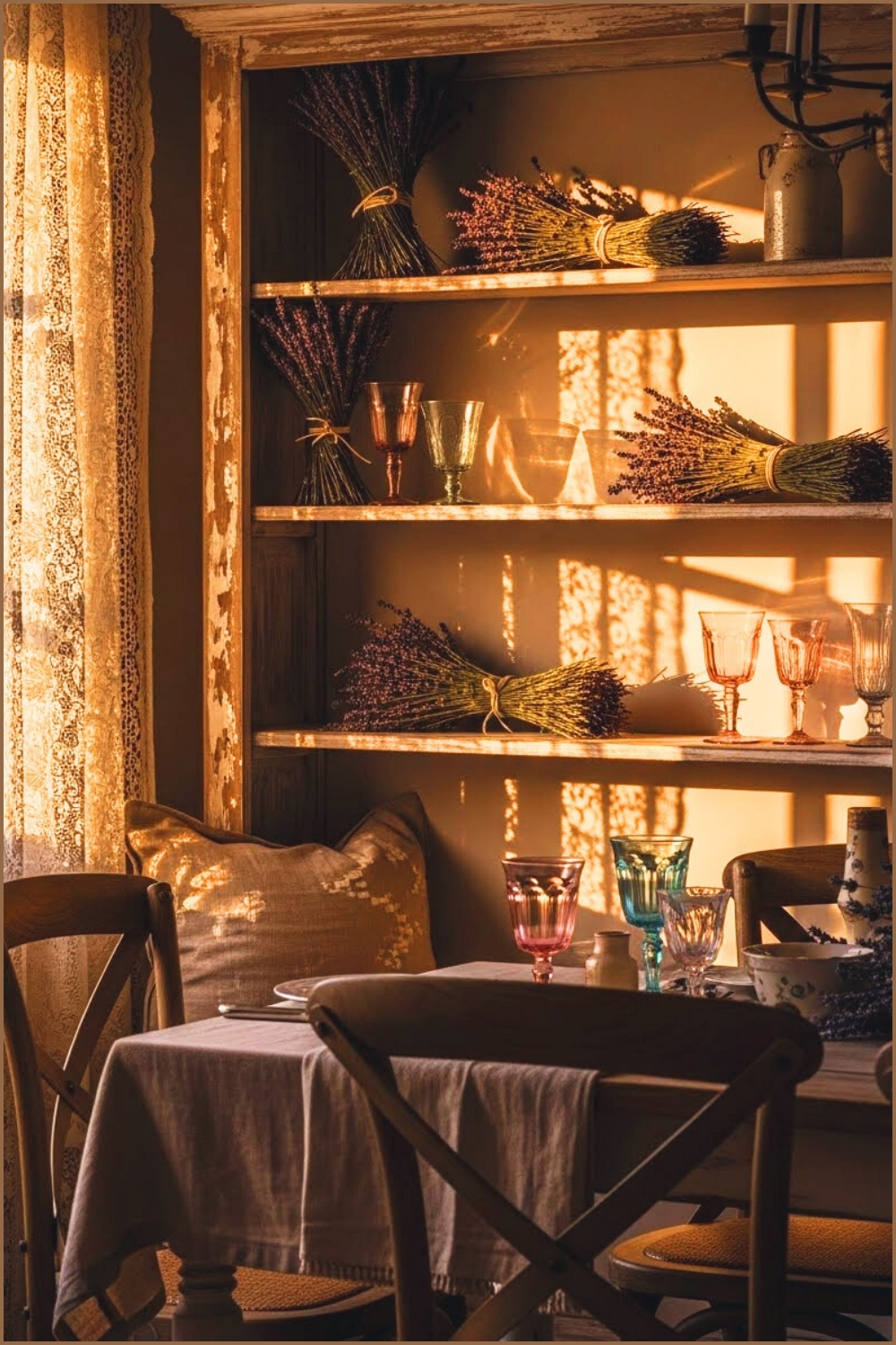 Rustic French Country Dining Nook With Distressed Wooden