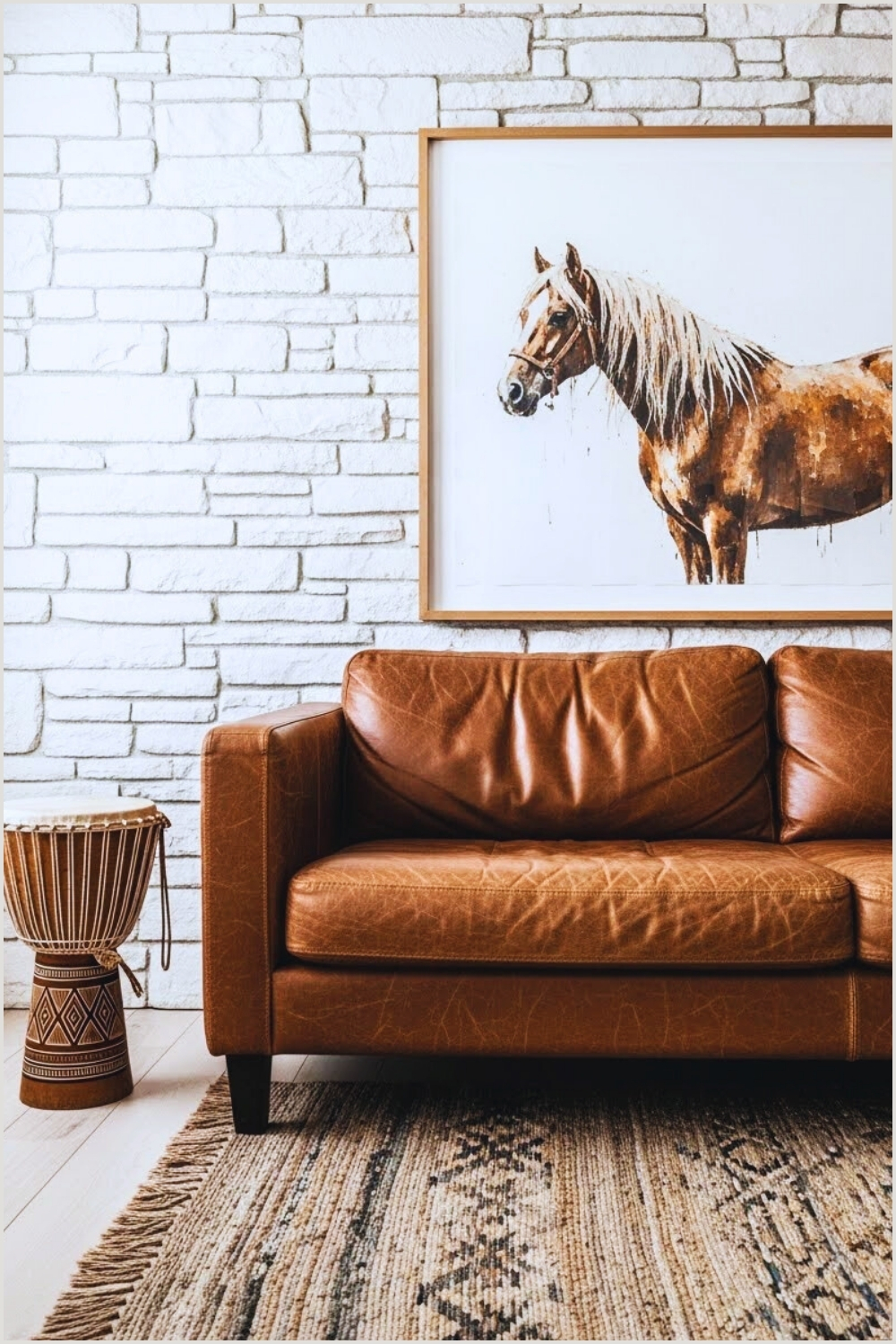 Rustic Minimalist Living Room With Distressed Brown