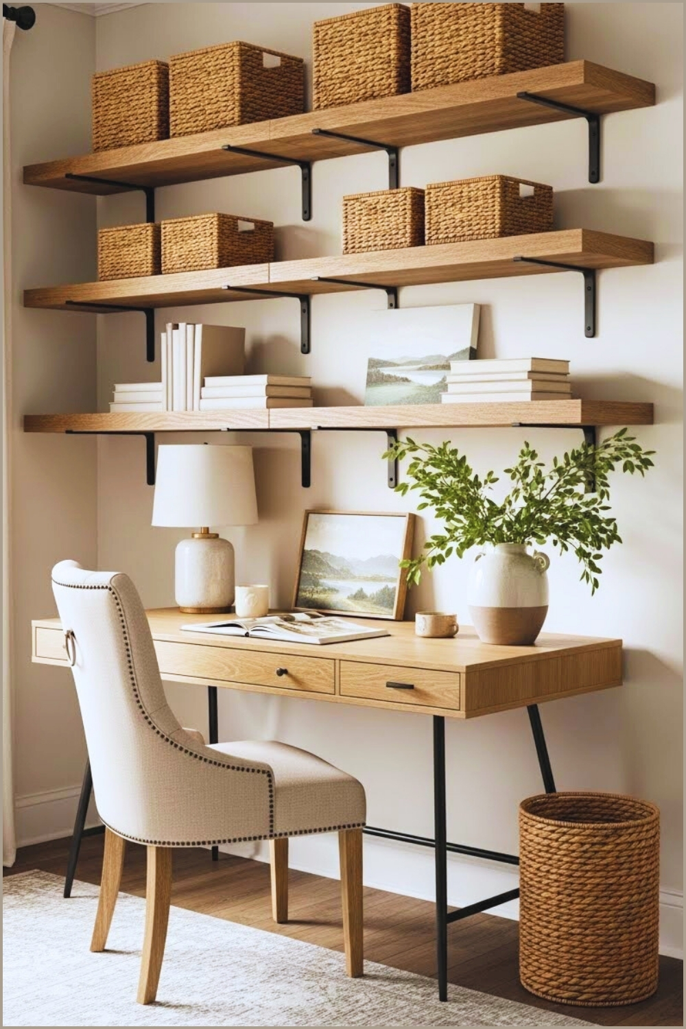 Rustic Modern Bedroom Workspace With Layered