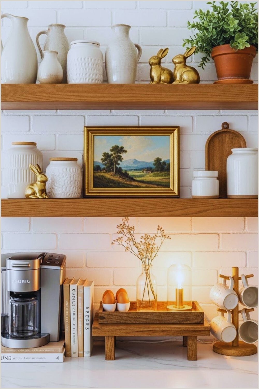 Rustic Spring Kitchen Coffee Station With Warm Wooden