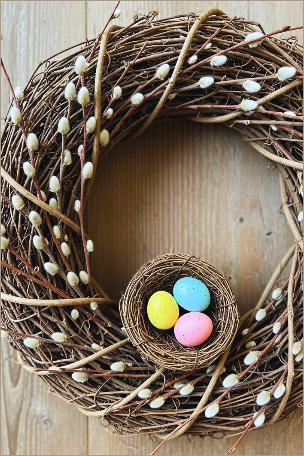 Rustic Spring Wreath Made From Intertwined Natural