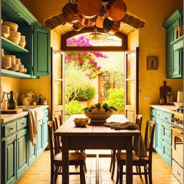 Rustic Tuscan Kitchen With Terracotta Floor Tiles