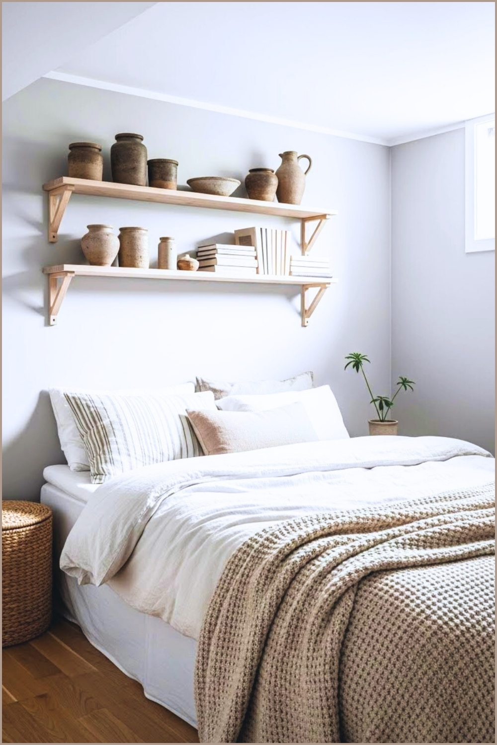 Scandinavian Minimalist Basement Bedroom Soft Grey Walls