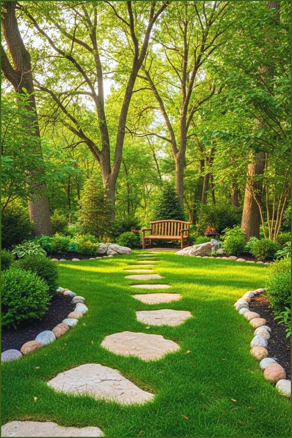 Serene Backyard Garden With Natural Stone Pathway