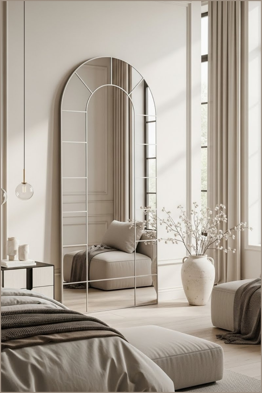 Serene Modern Bedroom With A Large Arched Statement