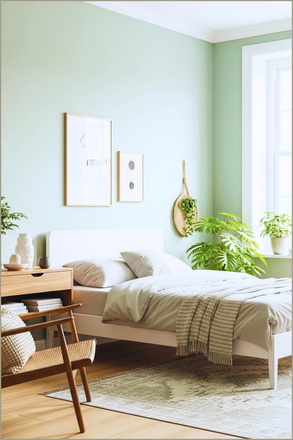 Serene Spring Bedroom With Soft Sage Green Walls
