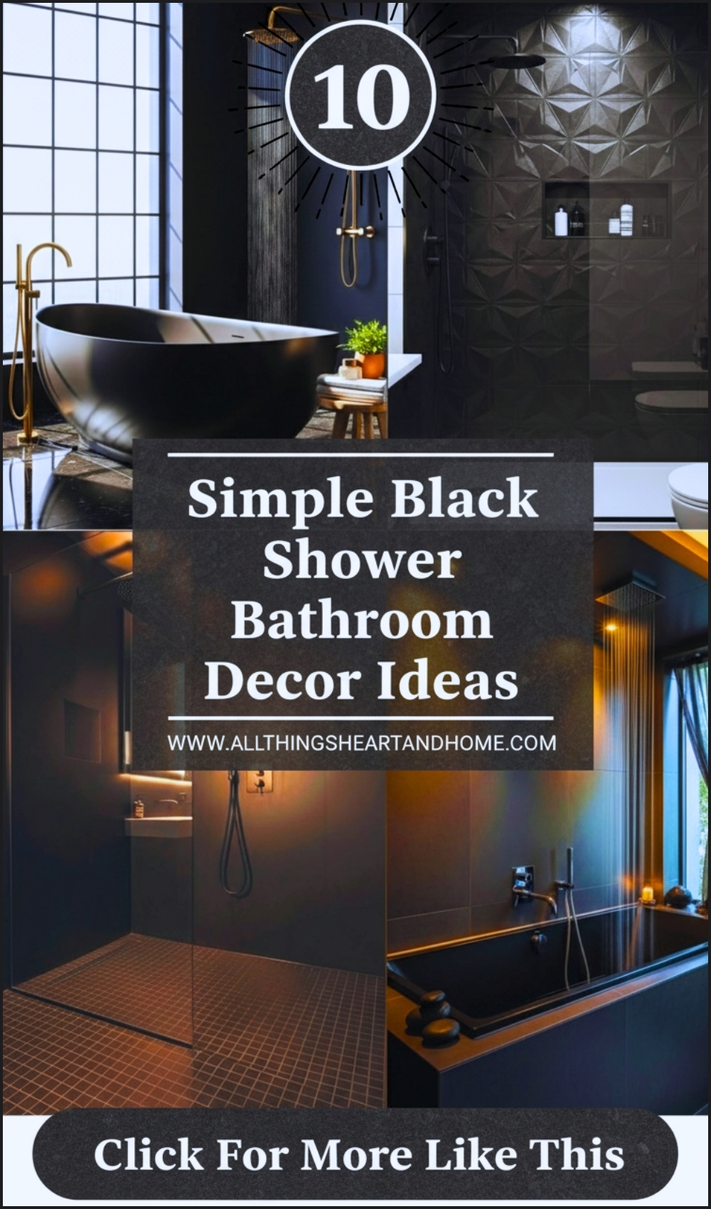 Simple Black Shower Bathroom Decor Ideas
