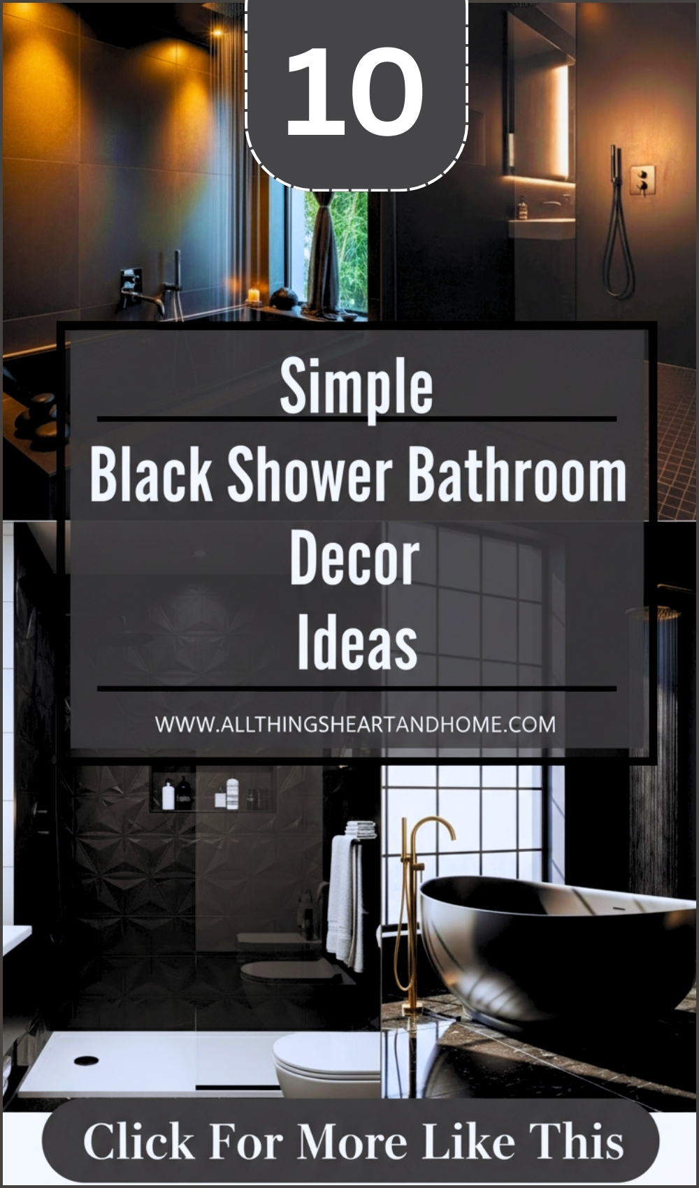 Simple Black Shower Bathroom Decor Ideas