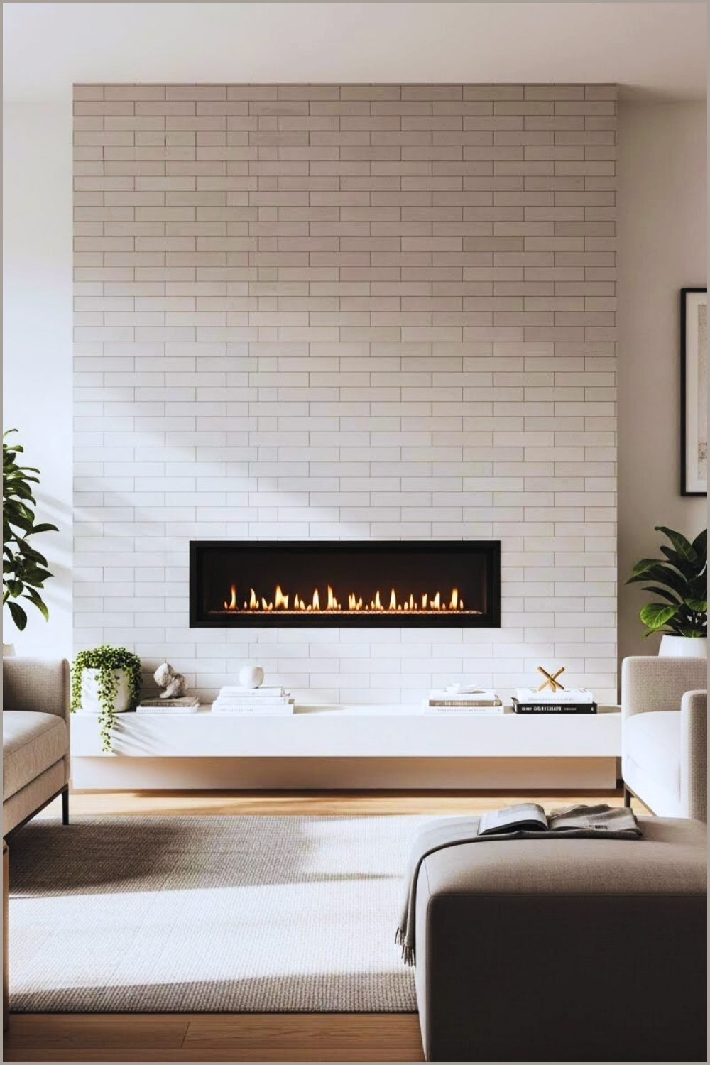 Sleek Contemporary Living Room With A Light Gray Tiled
