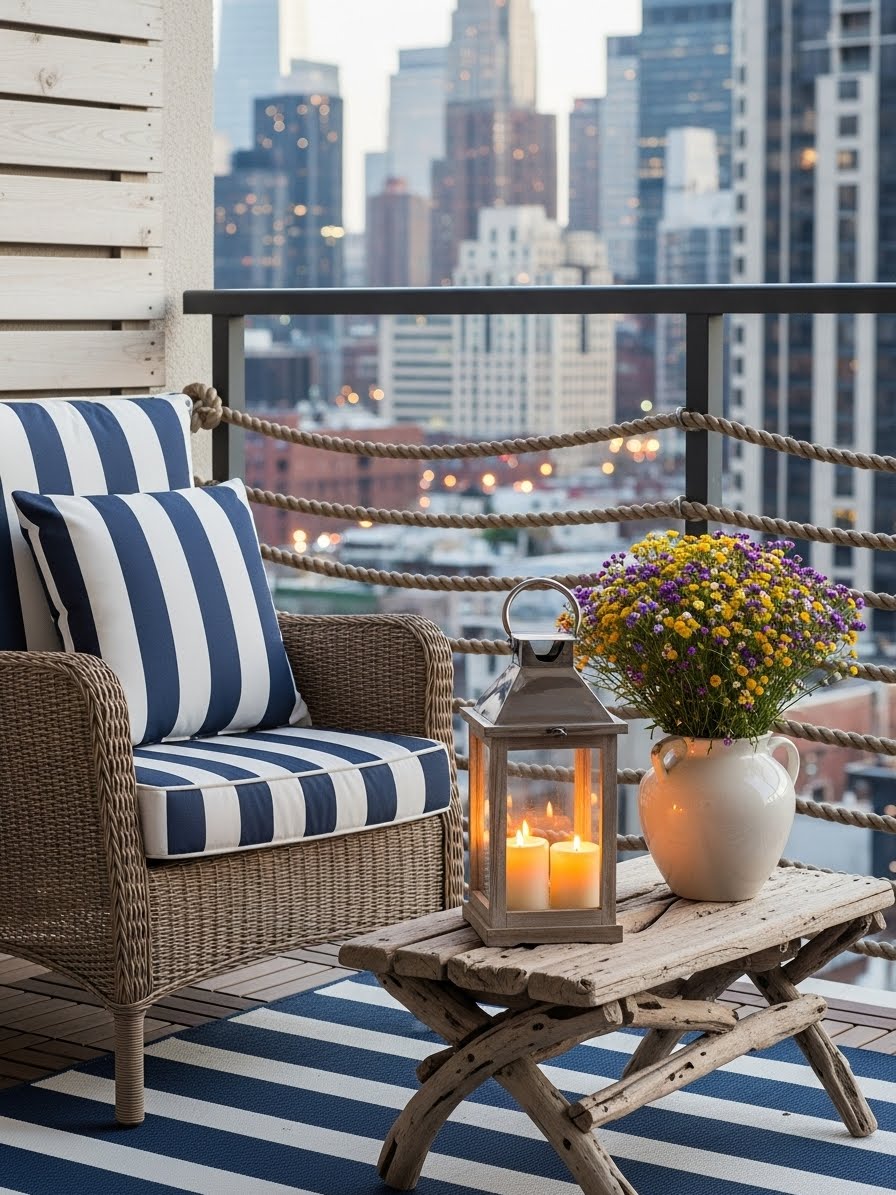 Small Cozy Balcony With Nautical Decor