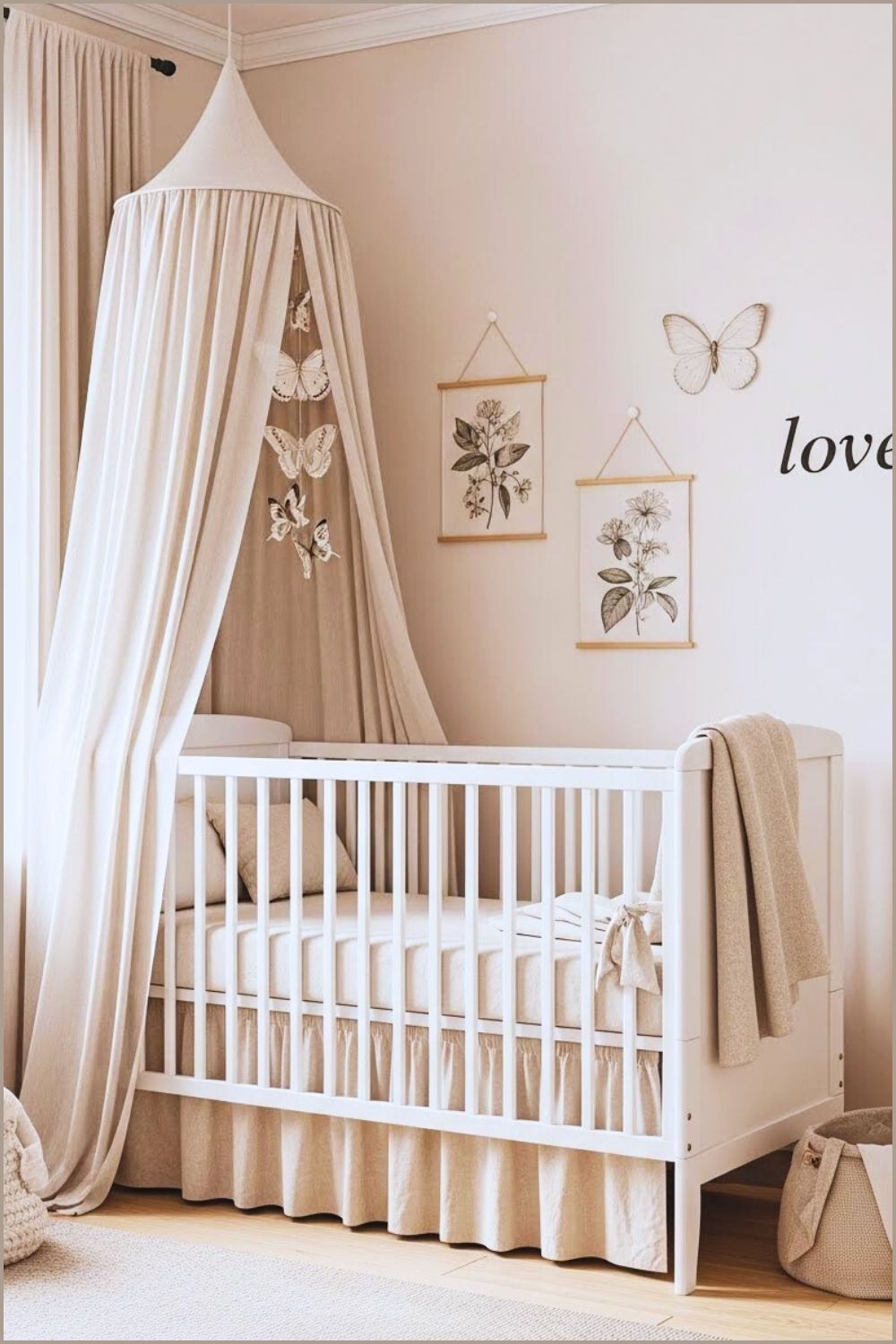 Soft Neutral Butterfly Nursery With An Elegant Beige