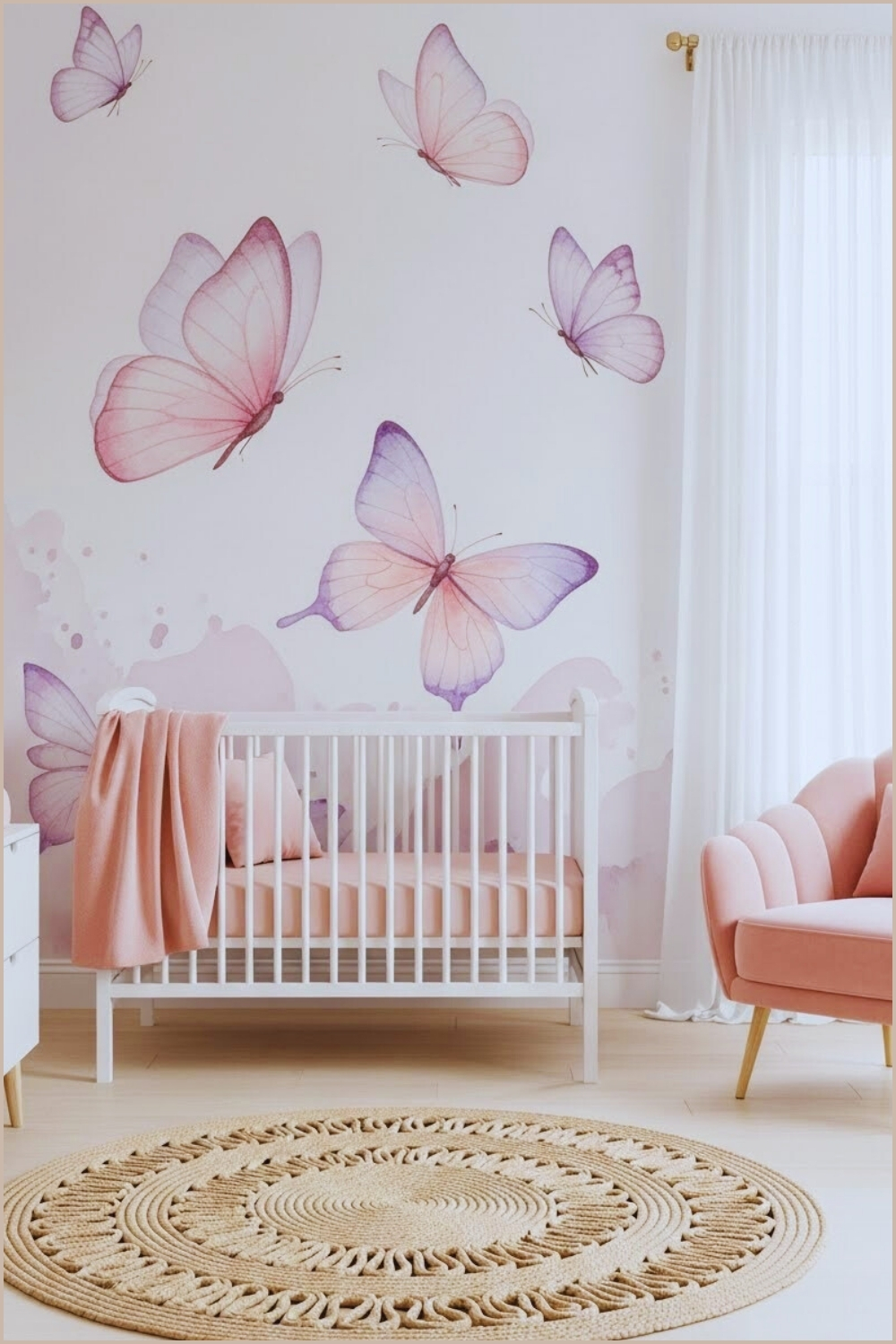 Soft Pastel Butterfly Nursery With A Dreamy Watercolor