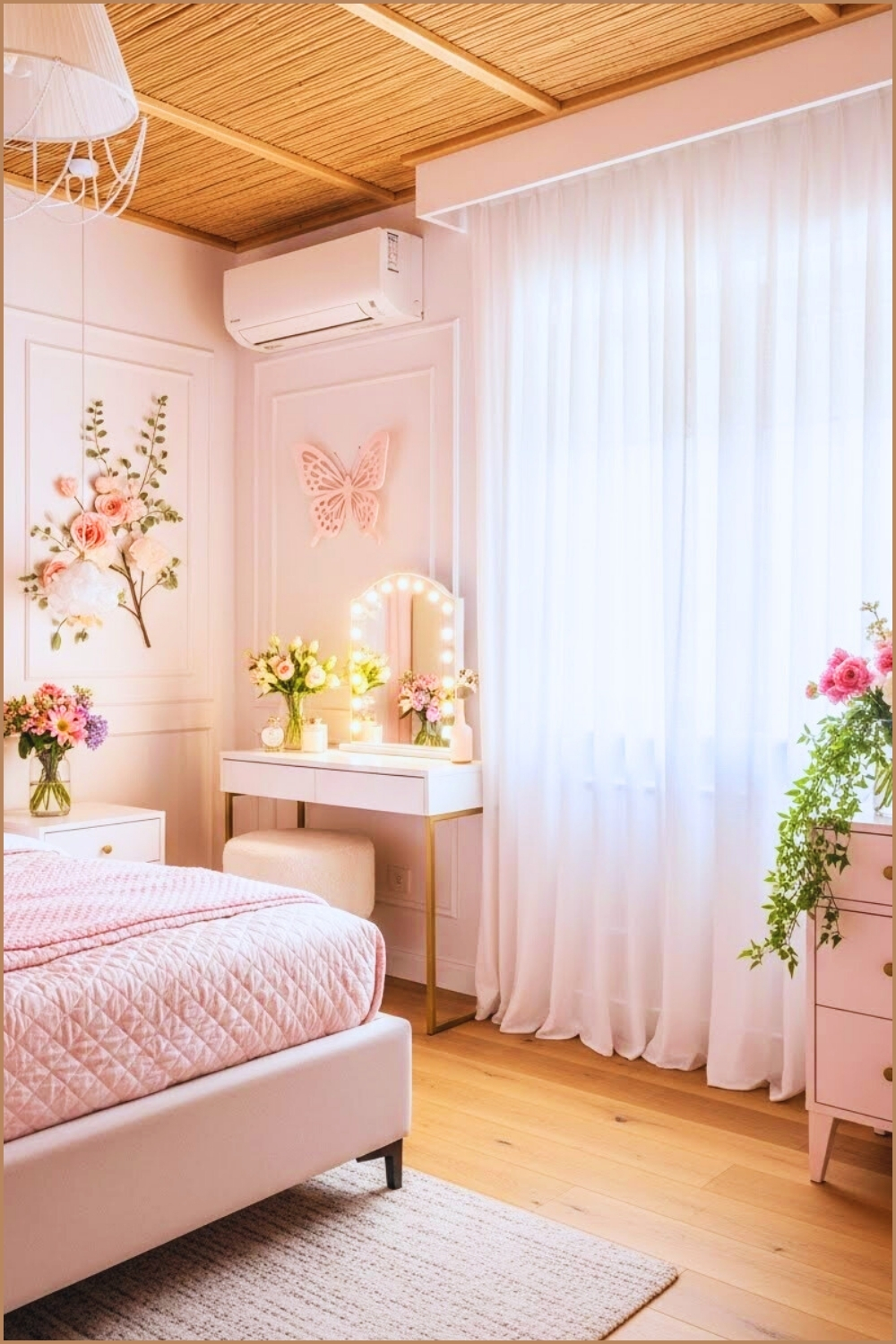 Soft Spring Inspired Bedroom Interior Pastel Pink