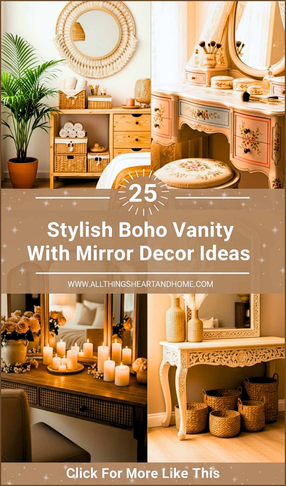 Stylish Boho Vanity With Mirror Decor Ideas