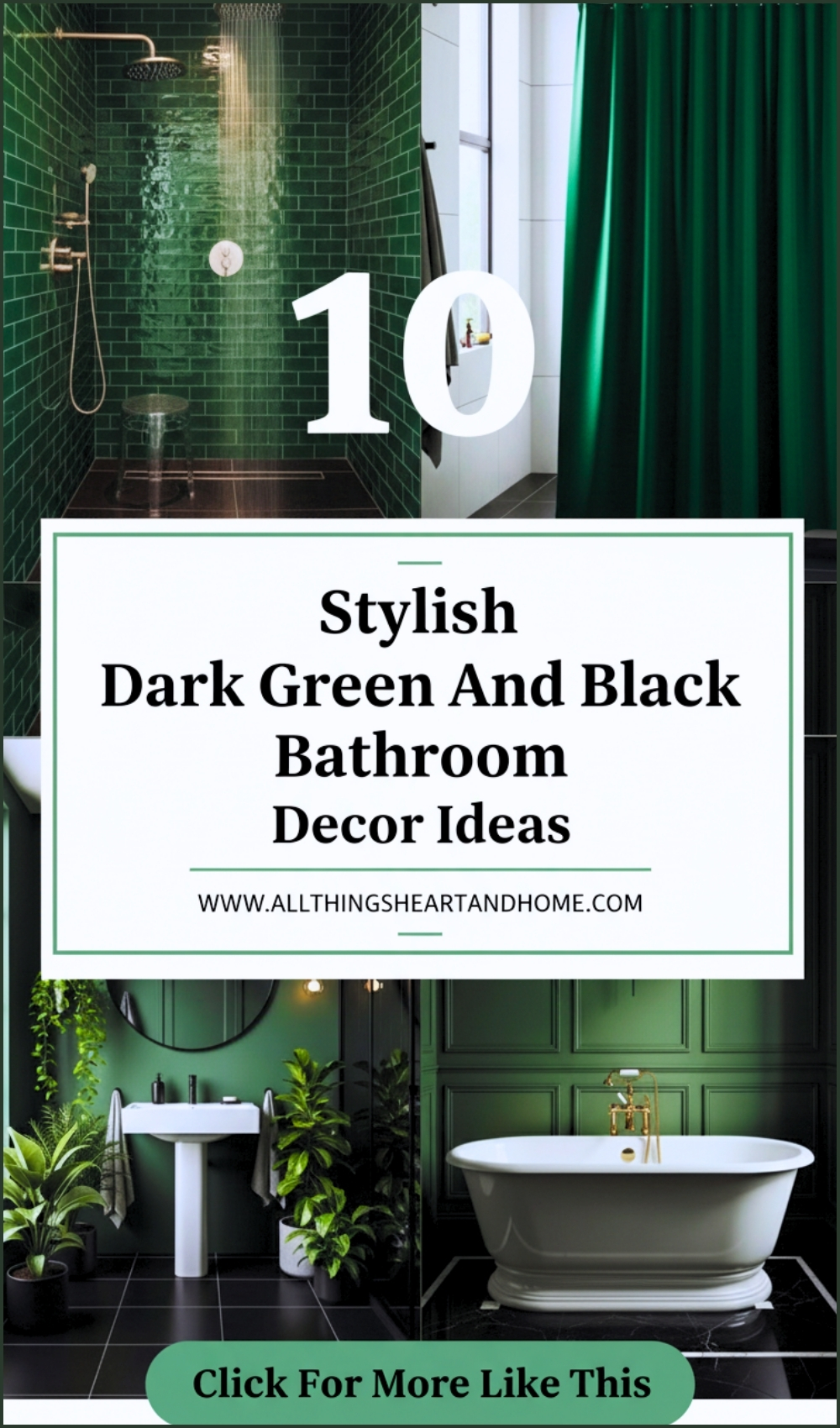 Stylish Dark Green And Black Bathroom Decor Ideas