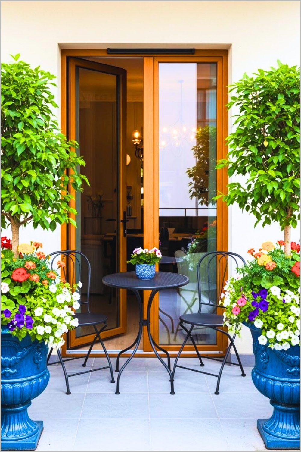 Stylish Modern Balcony With Wooden Glass Door