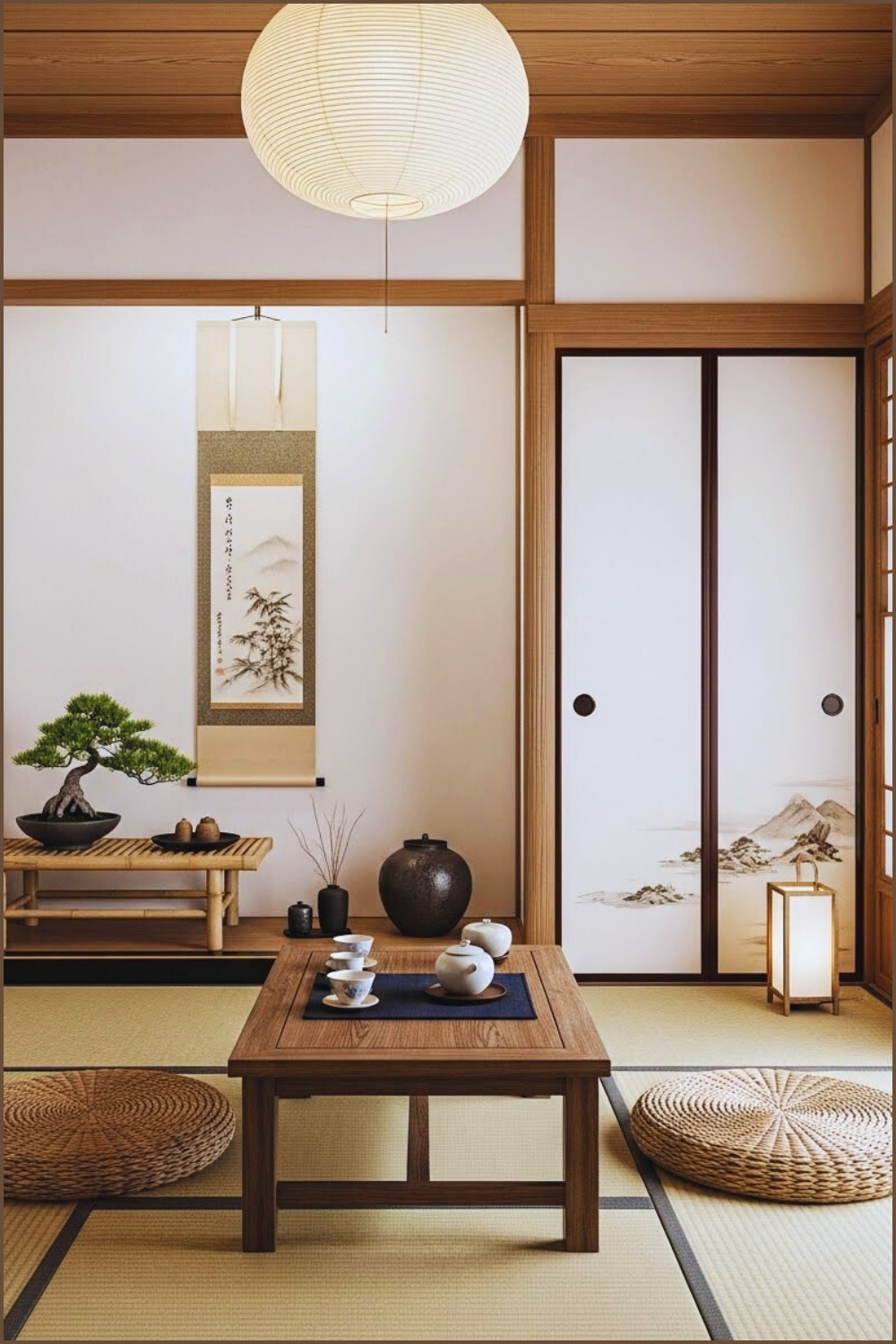 Traditional Japanese Tea Room Interior Serene Zen Inspired