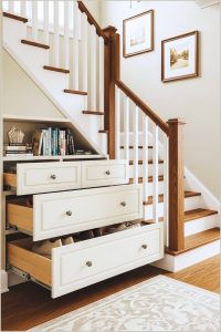 Traditional Staircase With Built In Storage Drawers