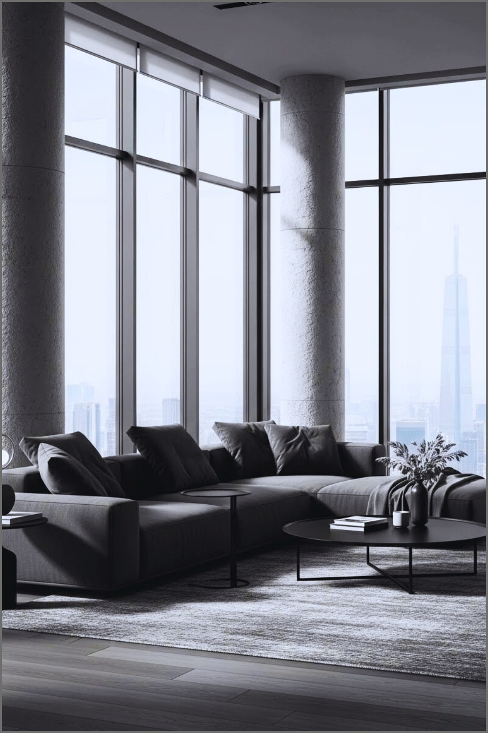Ultra Luxury Modern Penthouse Living Room Floor To Ceiling