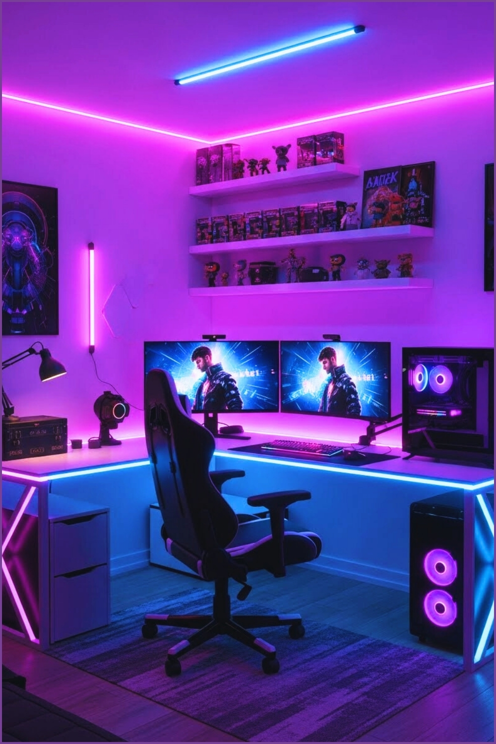 Ultra Modern Rgb Gaming Room Neon Pink And Blue