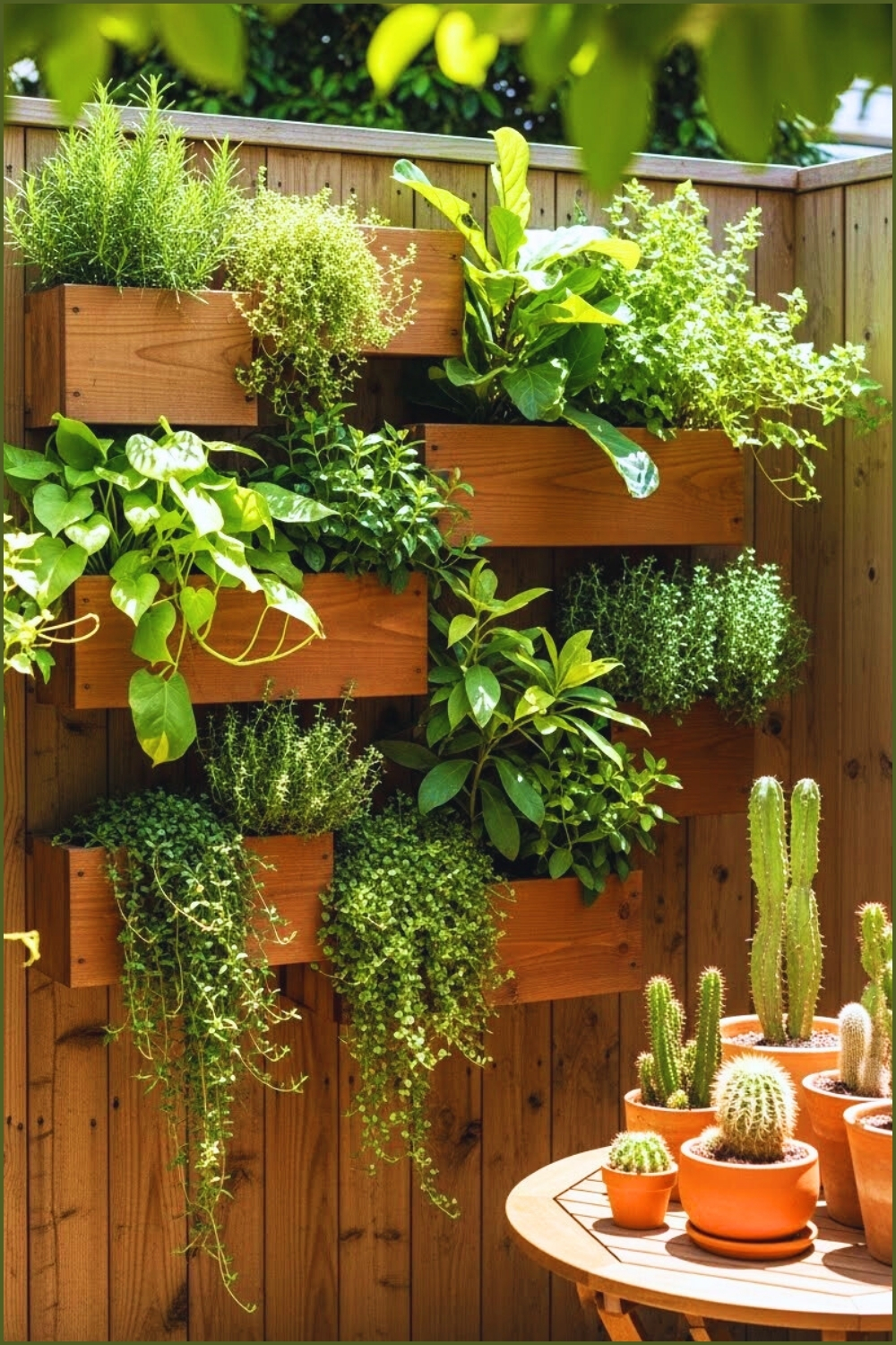 Vertical Garden On Wooden Fence Wooden Wall Mounted