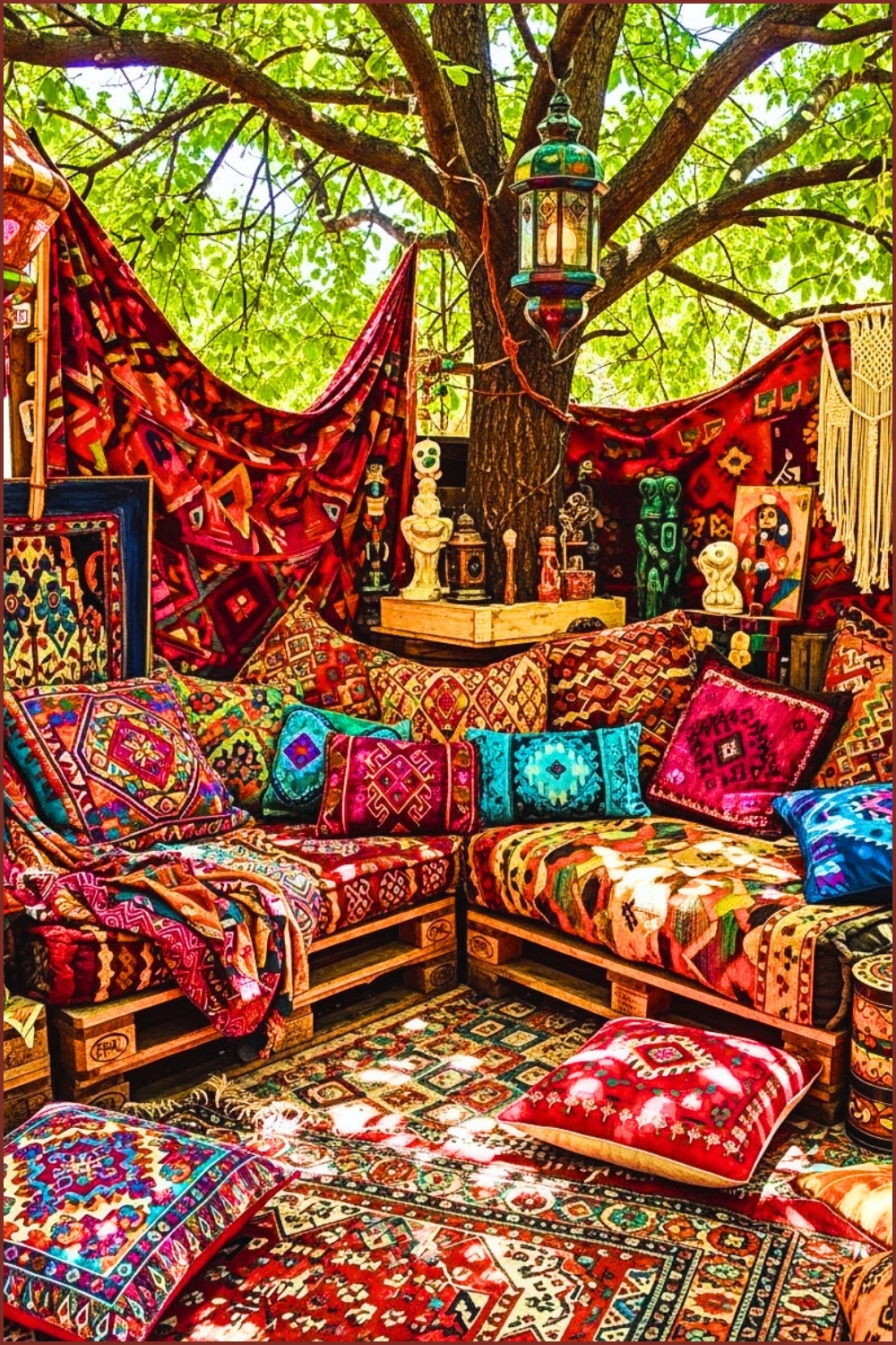 Vibrant Bohemian Treehouse Corner Filled With Mixed