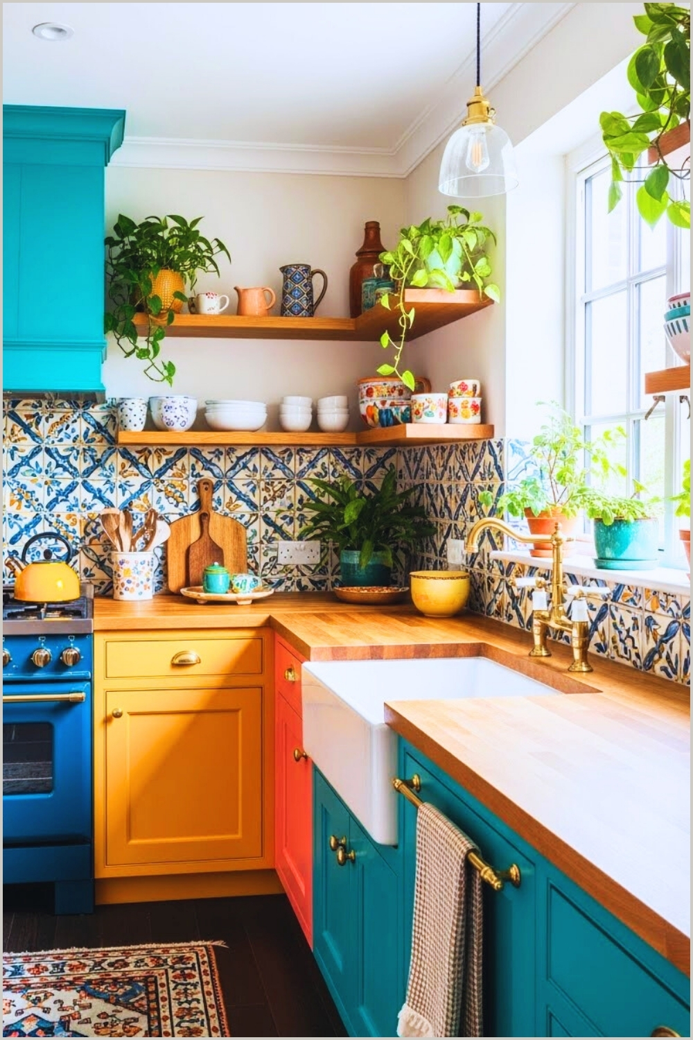 Vibrant Eclectic Kitchen Interior Colorful Shaker
