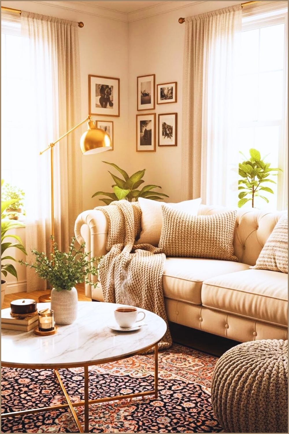 Warm Cozy Living Room With Soft Afternoon Sunlight