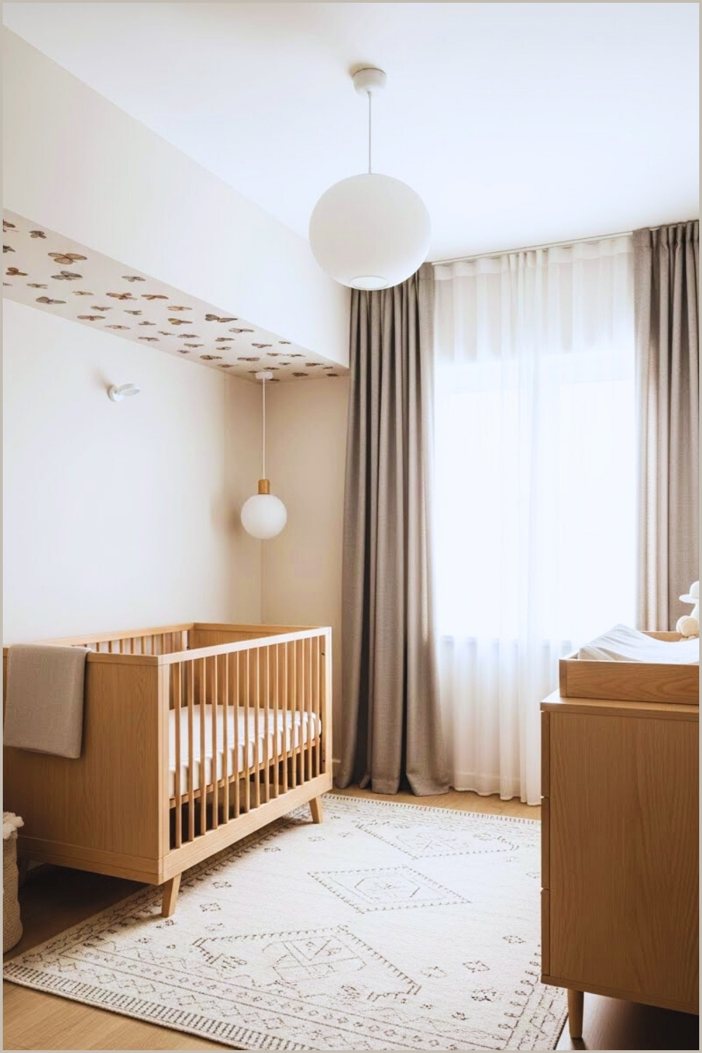 Warm Modern Butterfly Nursery With Soft Beige And Neutral Tones