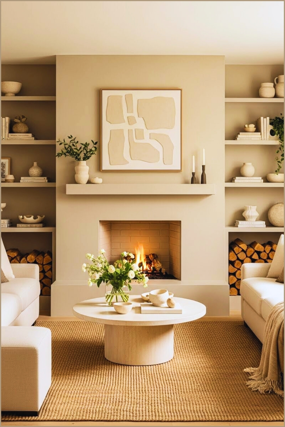 Warm Neutral Living Room With A Soft Beige Painted