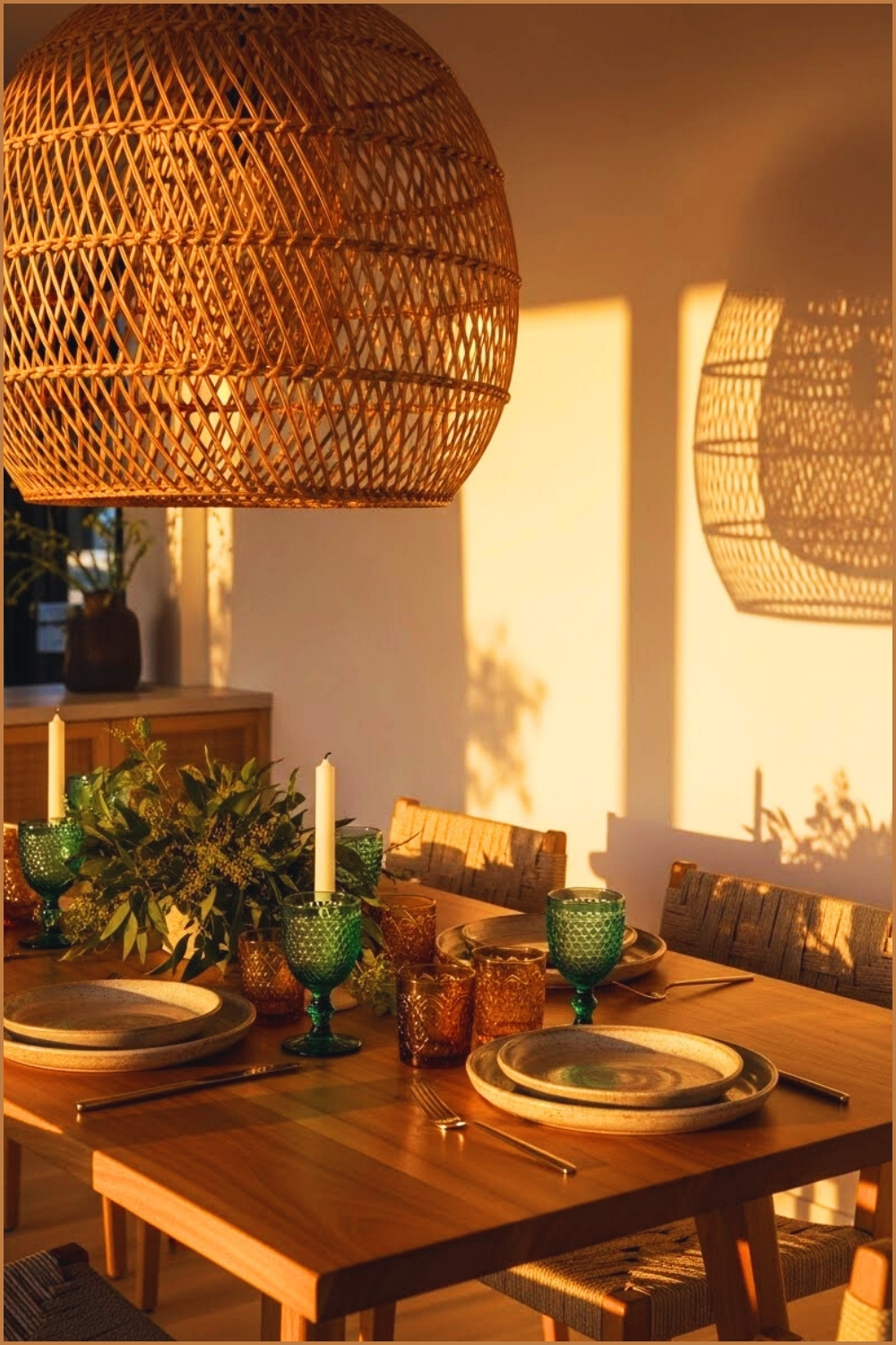 Warm Sunset Lit Modern Dining Scene
