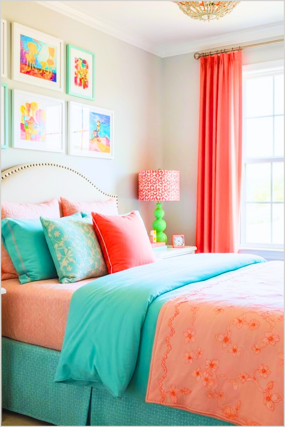 Whimsical Colorful Bedroom With A Playful Gallery Wall