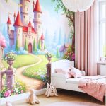 Whimsical Toddler Girl Bedroom Interior Fairytale Castle Wall