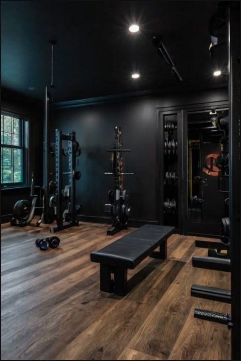 Black Luxury Home Gym Setup