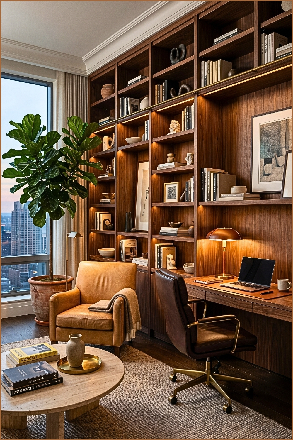Built-In Library Home Office Living Room