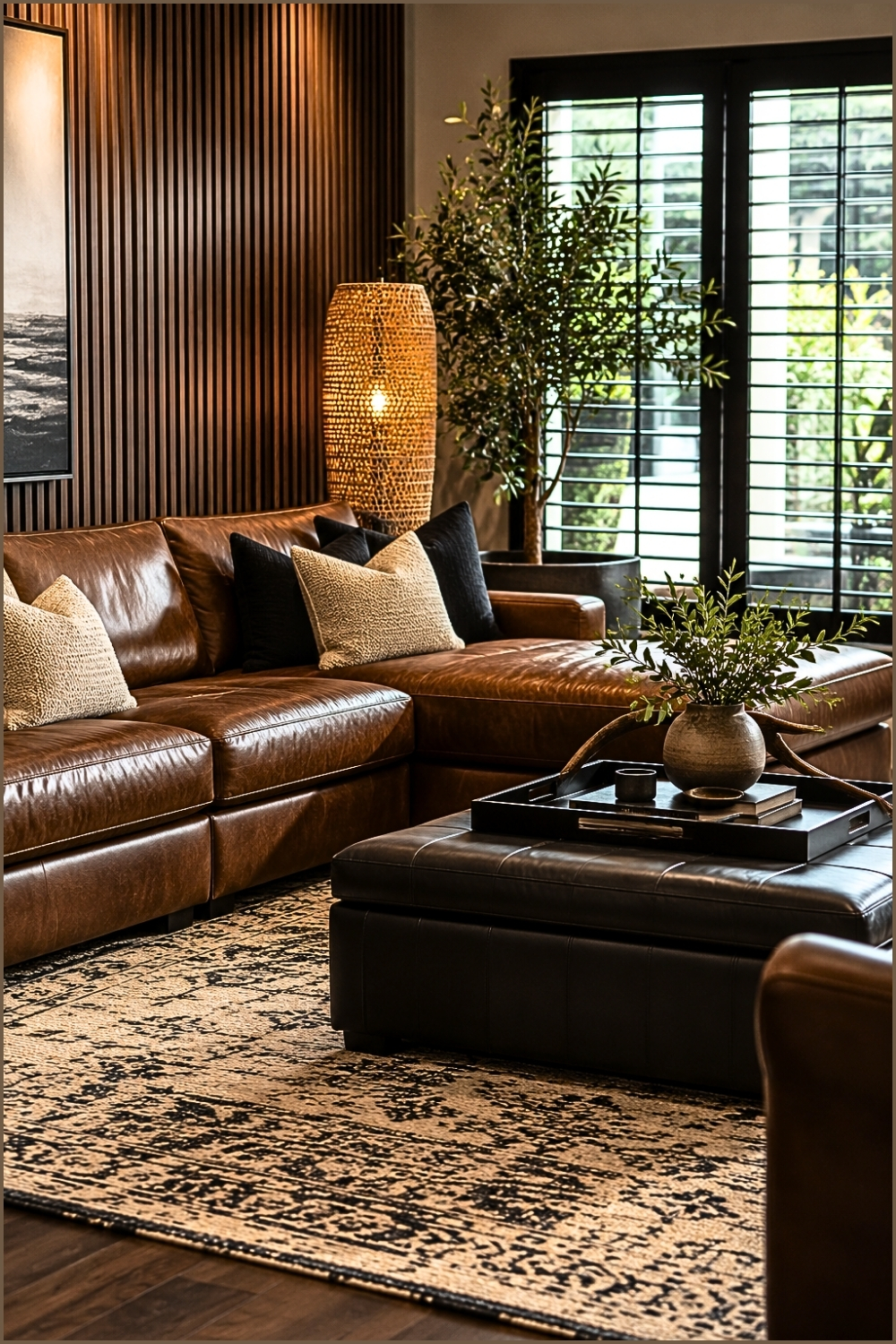 Contemporary Slat Wall Living Room