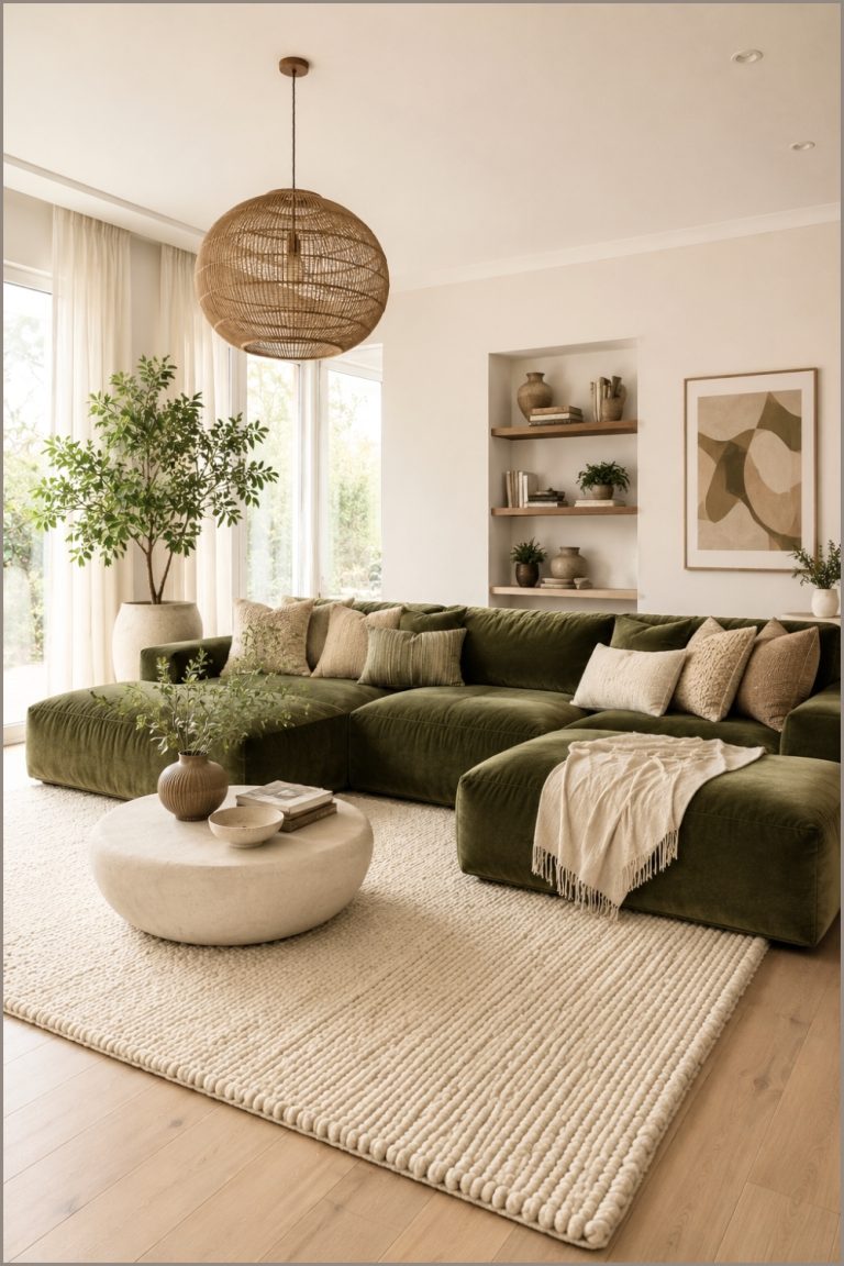 Cozy Organic Modern Green Sofa Lounge