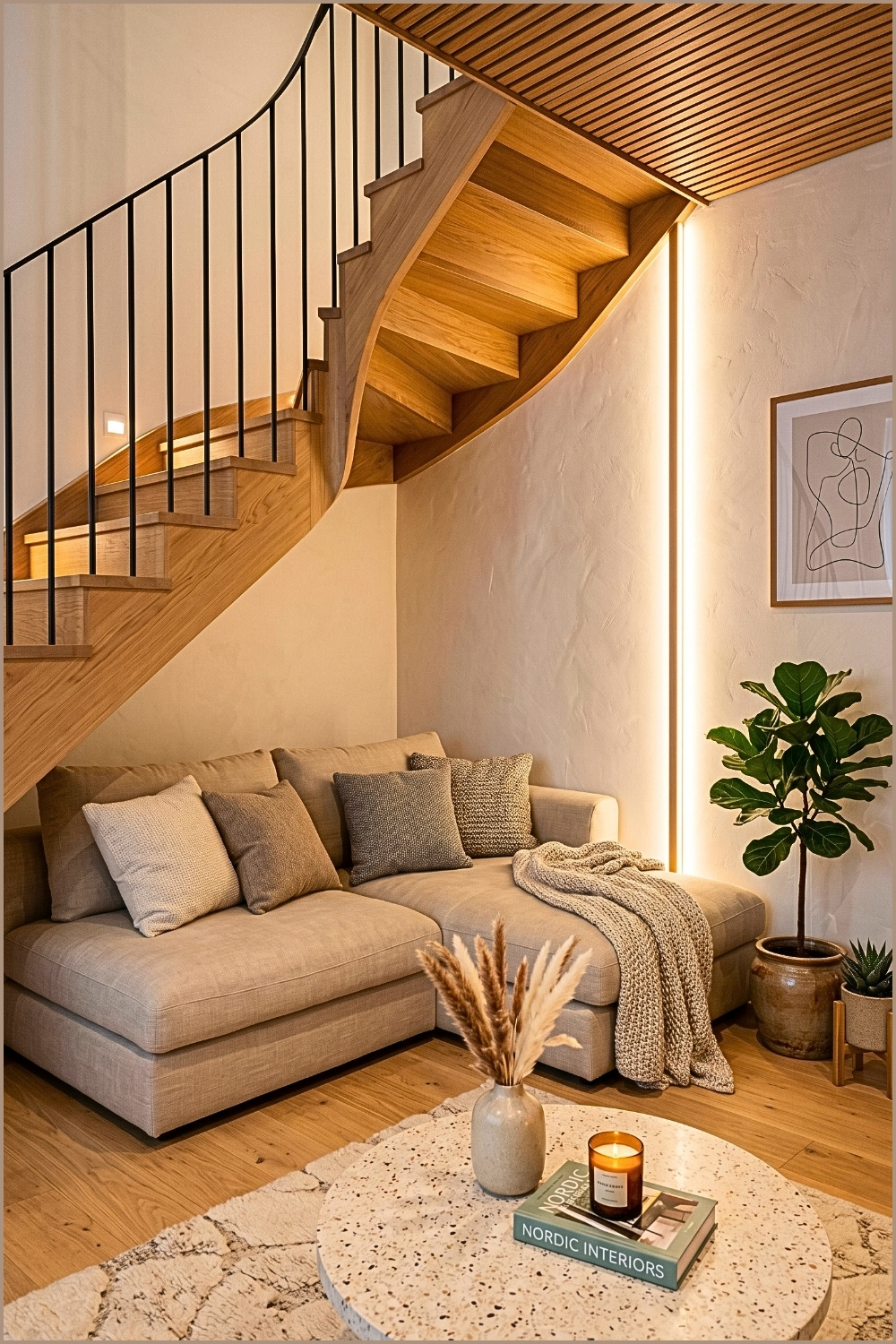 Cozy Sofa Lounge Under Stairs
