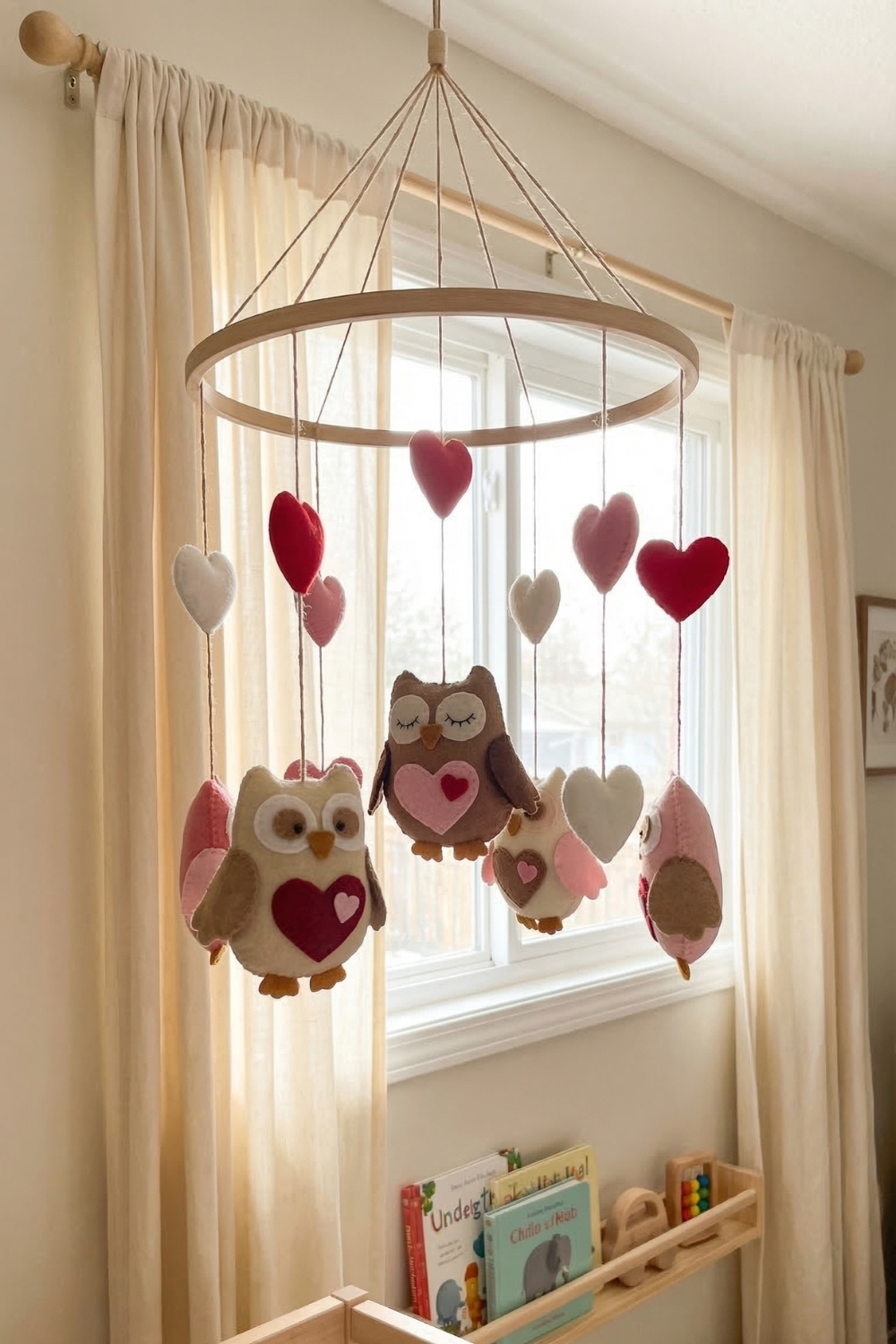 Finished Valentine Owl Mobile
