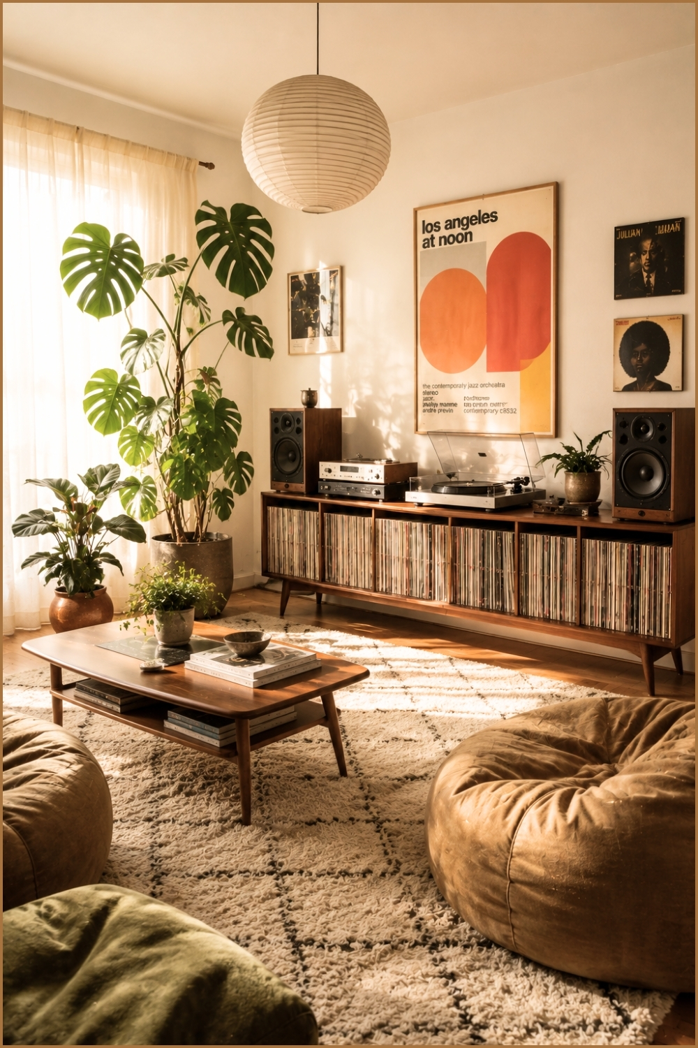 Highlight Vintage Audio Setup With Mid-Century Modern Furniture Design