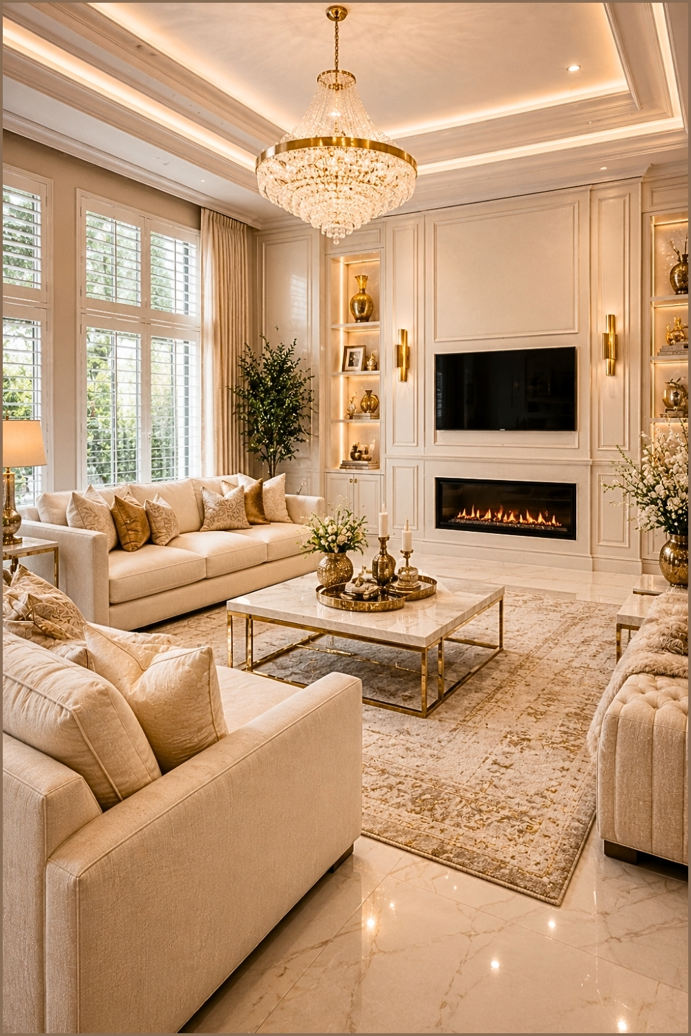 Luxury Cream and Gold Living Room