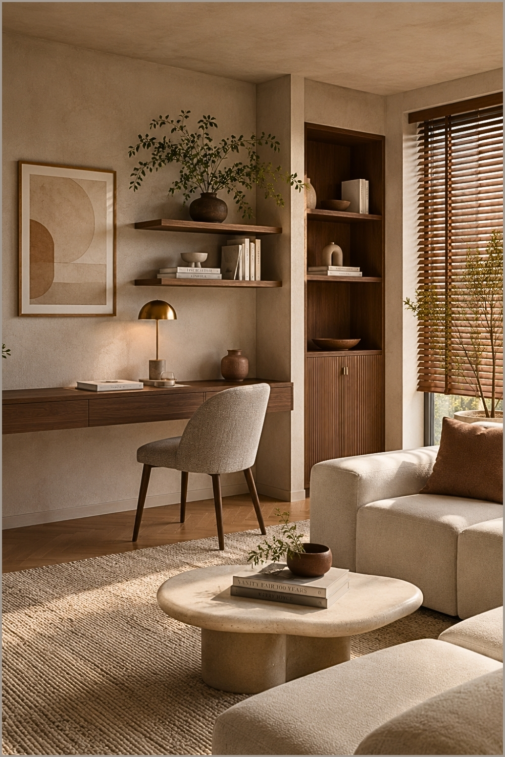 Minimalist Floating Desk Living Room
