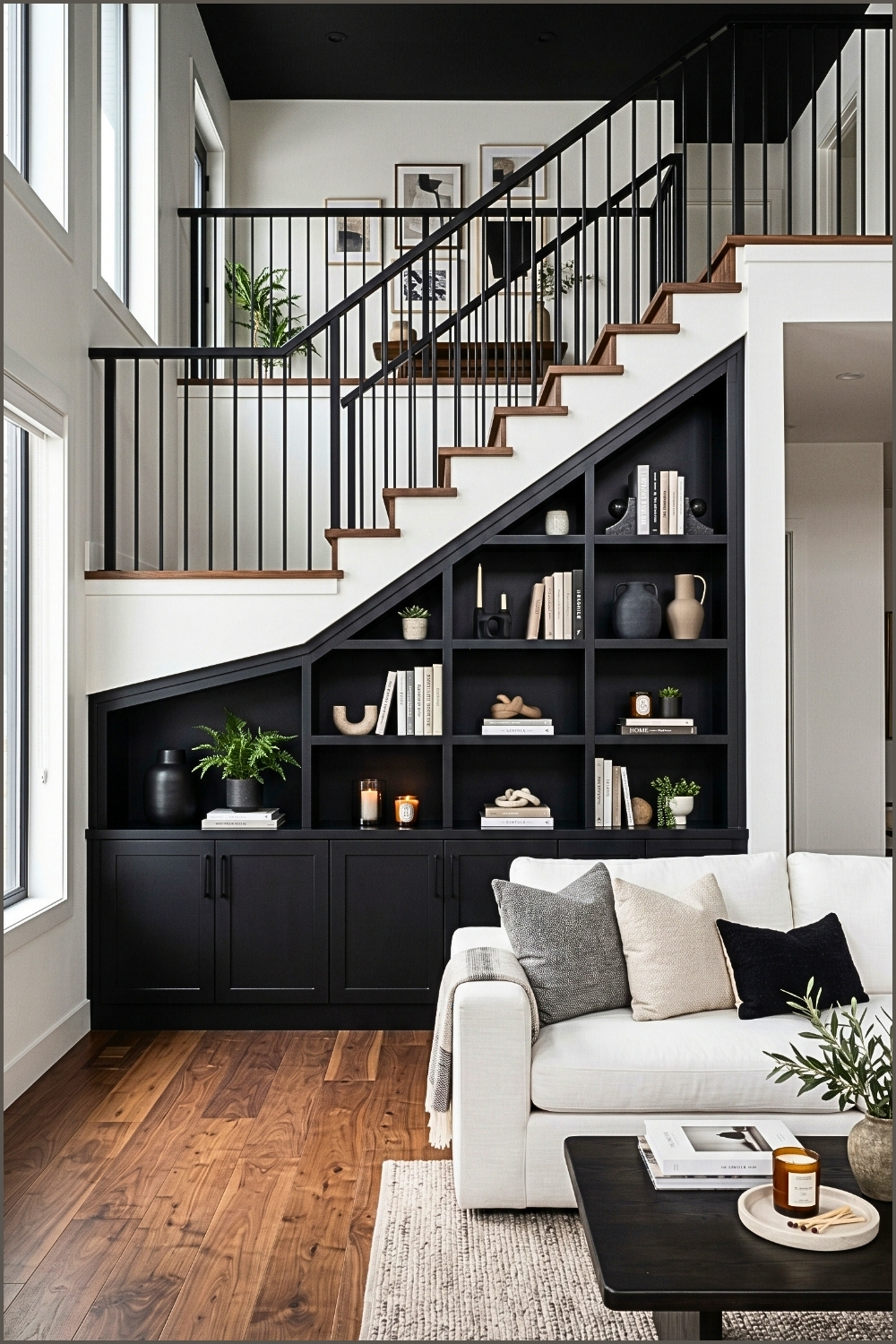Modern Black Under-Stair Storage Wall