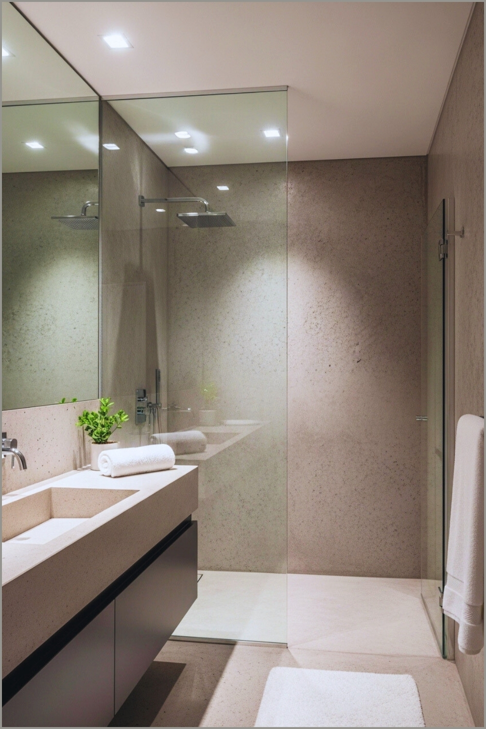 Modern Concrete Bathroom Interior Raw Concrete