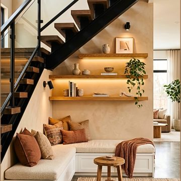 Modern Floating Shelf Stair Nook